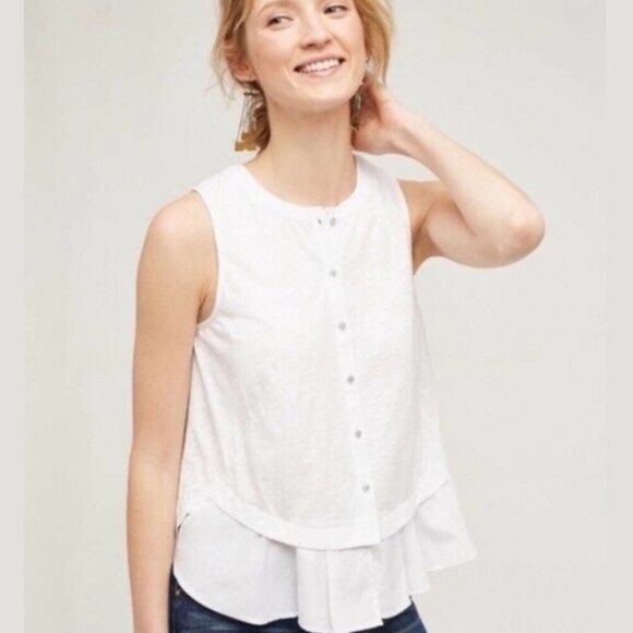 Anthro Meadow Rue Button Down Sleeveless Top S - Picture 1 of 7